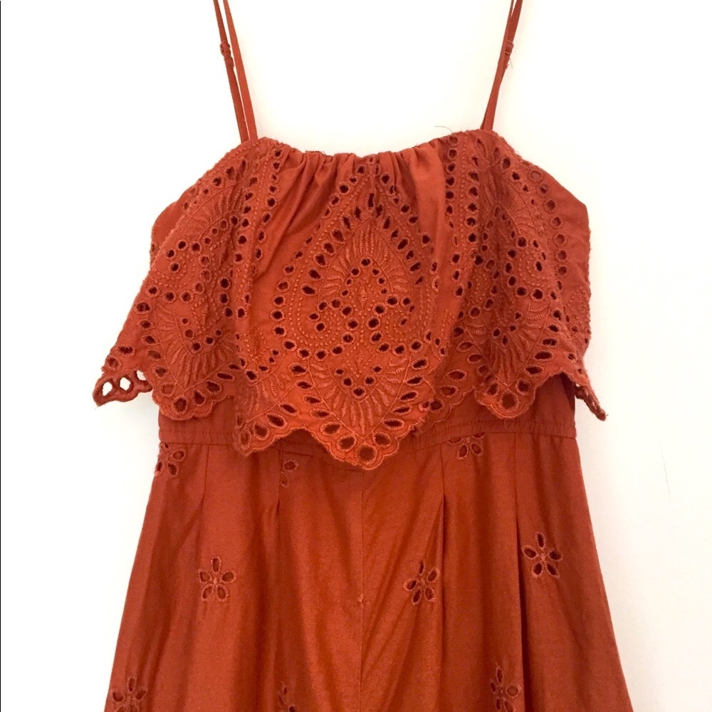 Rust colour flowy jumpsuit